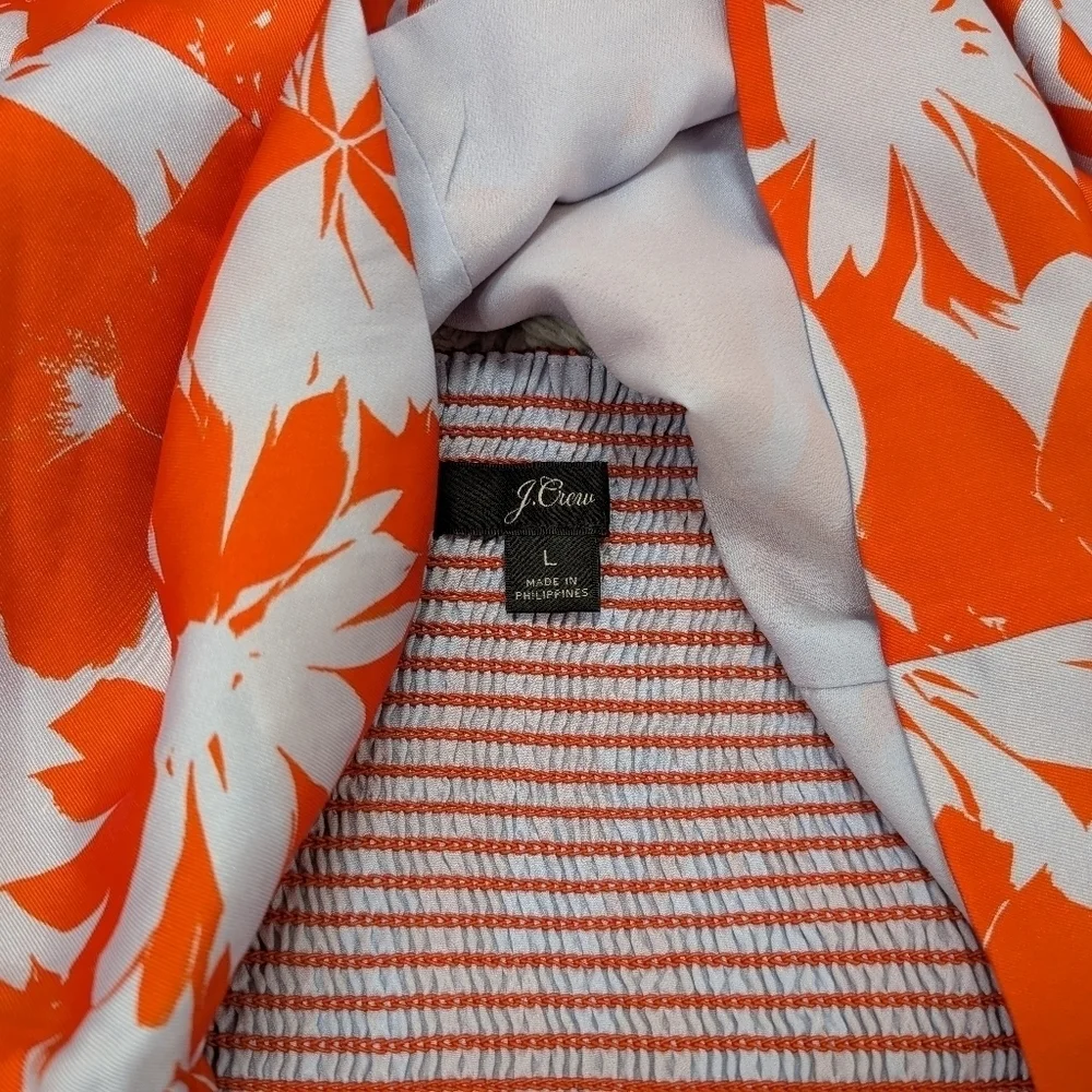 J. Crew Pants Set Womens 8 Large Orange Ratti Falling Leaves Halter Top Ruffle